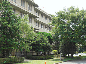 図書館から見る医学部棟